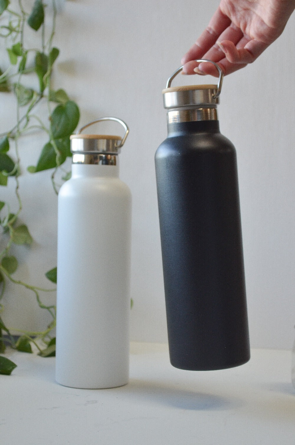 Stainless Steel Water Bottle with Bamboo Lid - Main Image