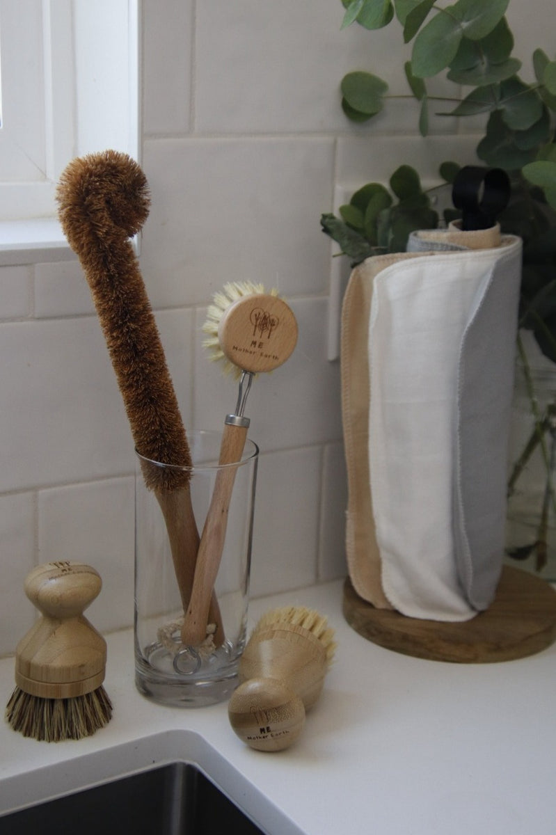 Pot Brush With Holder, Optional Dish Brush And Sponge, Scrub Brush