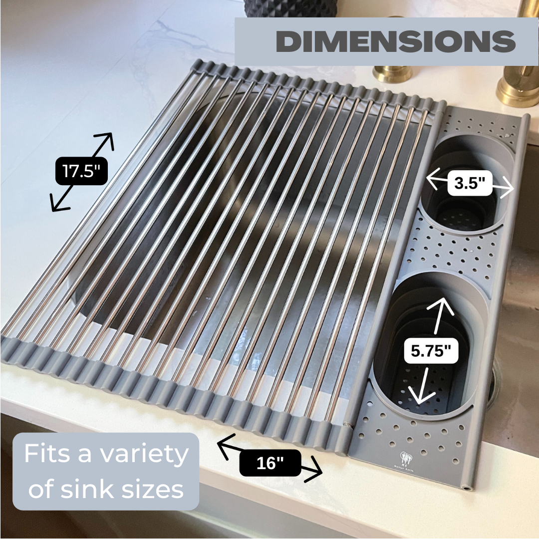Roll Up Silicone Stainless Steel Dish Drying Rack –