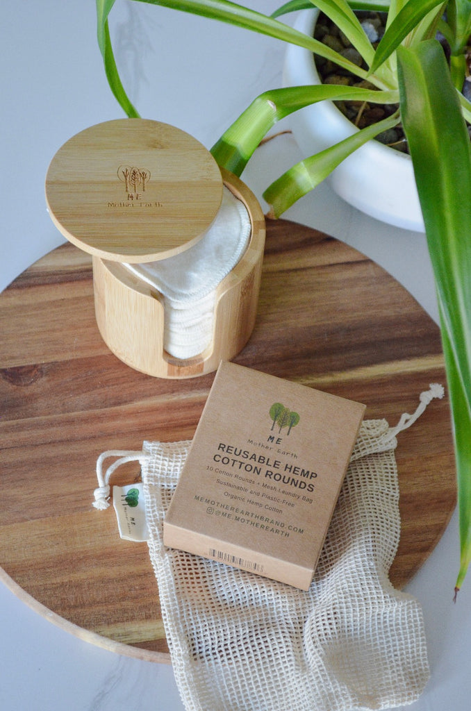 Bamboo Storage Box + Hemp Cotton Rounds Set
