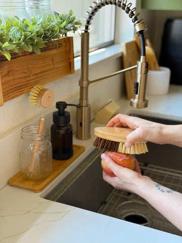 bamboo produce scrub brush