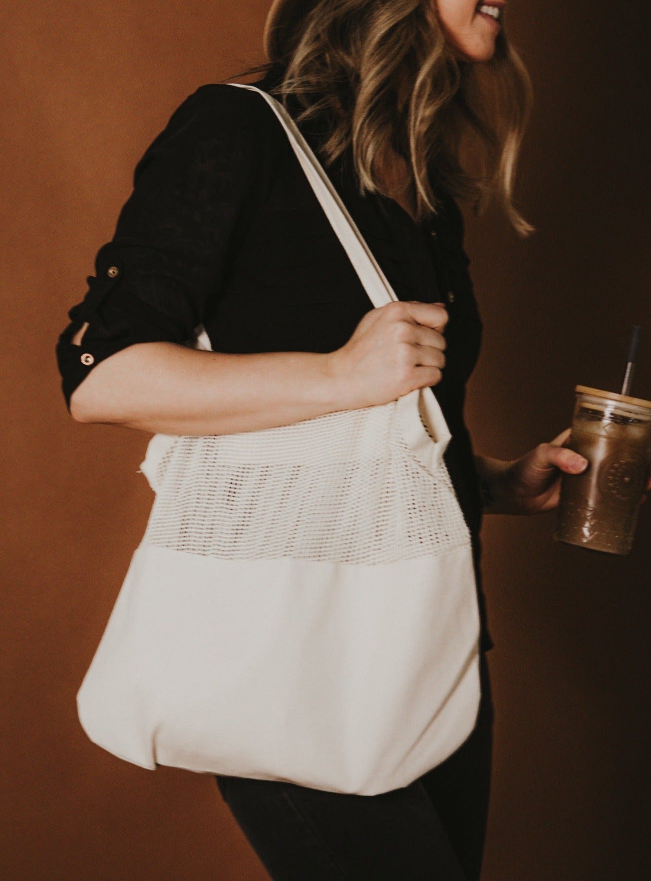 Organic Half Mesh Market Tote with Phone Pocket – Me Mother Earth