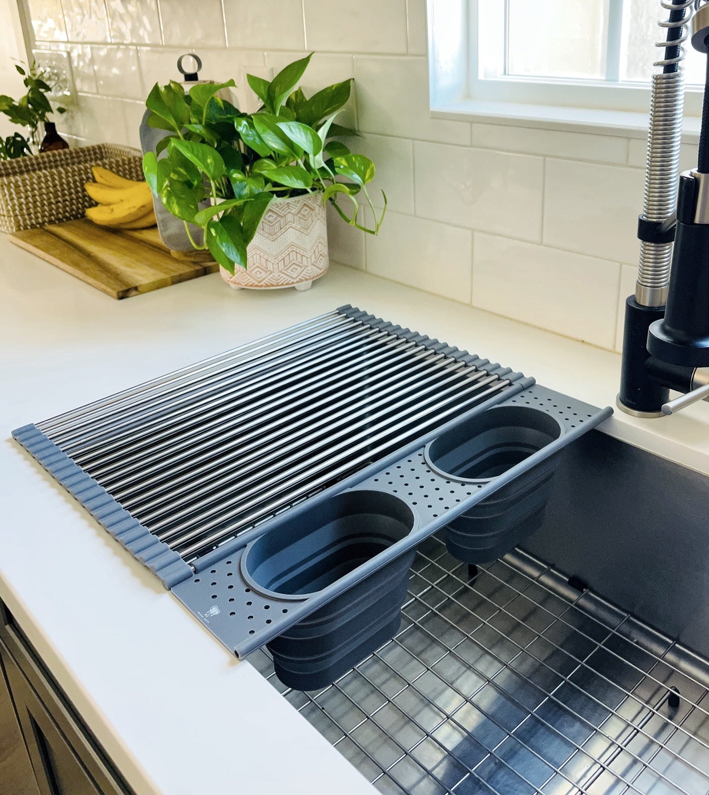 Silicone Rack Roll Up Silicone + Stainless Steel Dish Drying Rack – me.motherearth