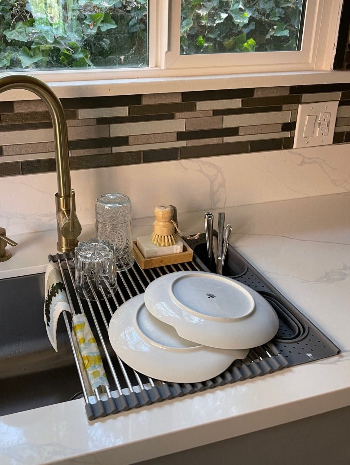 Over & Back Silicone over the Sink Dish Rack with Caddy & Reviews