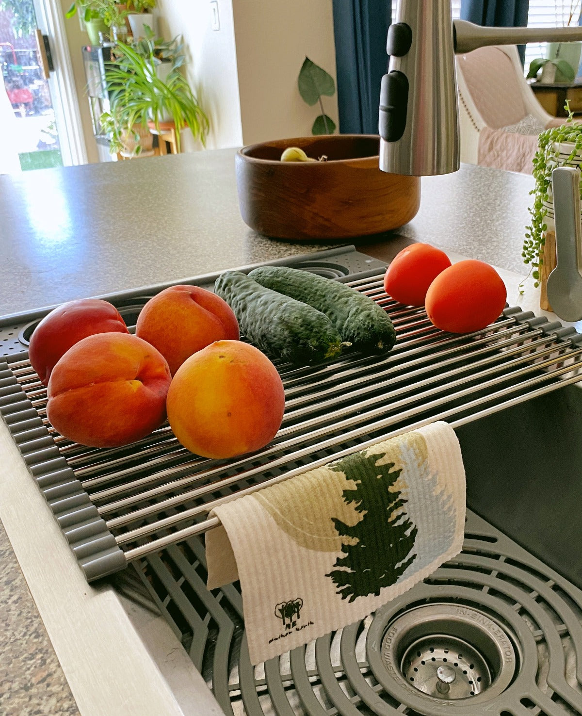 dish drying rack planter Roll up Silicone & Stainless Steel Dish Drying Rack